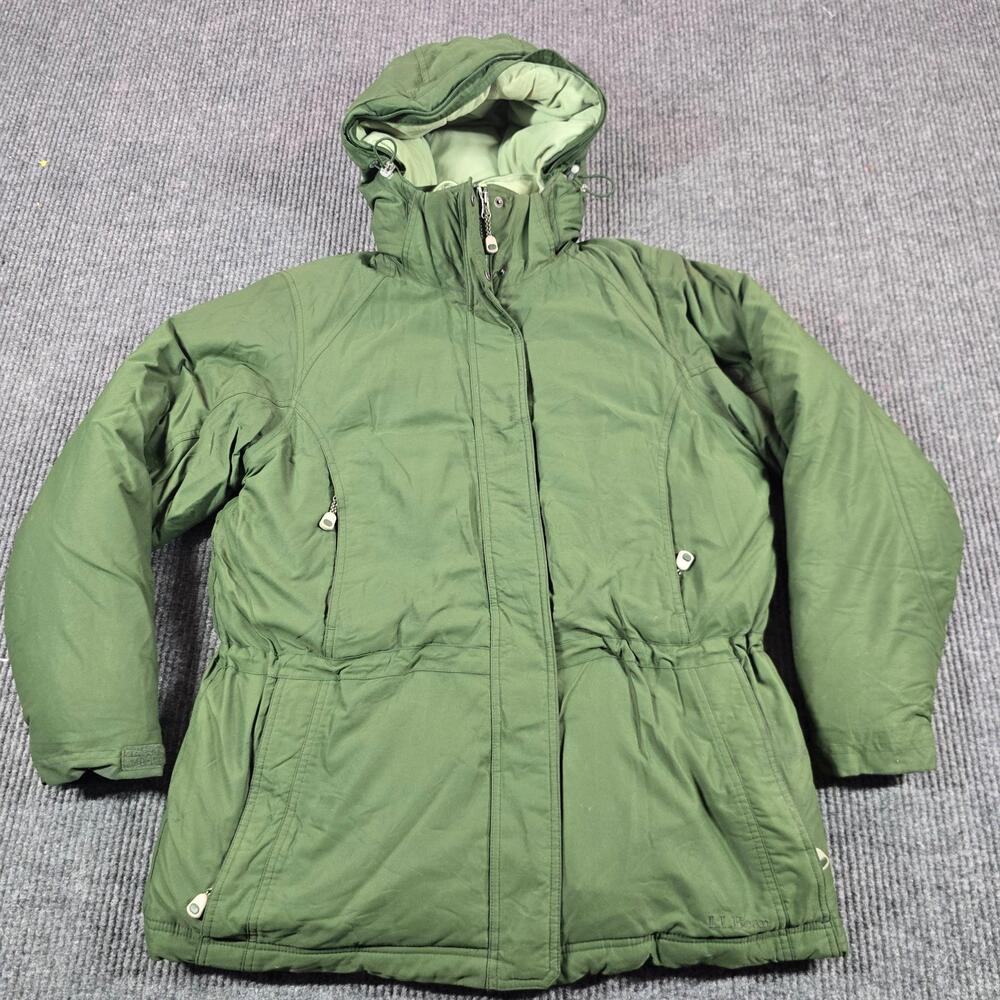 L.L. Bean Coat Womens Medium Green Gore-Tex Down Parka Hooded Insulated Ski